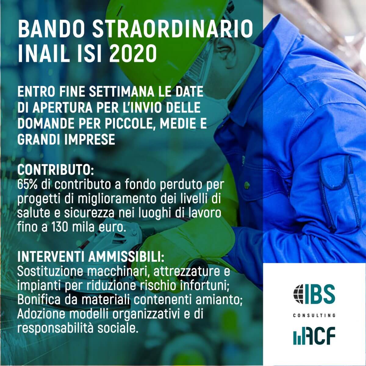 BANDO STRAORDINARIO INAIL ISI 2020 IBS Consulting